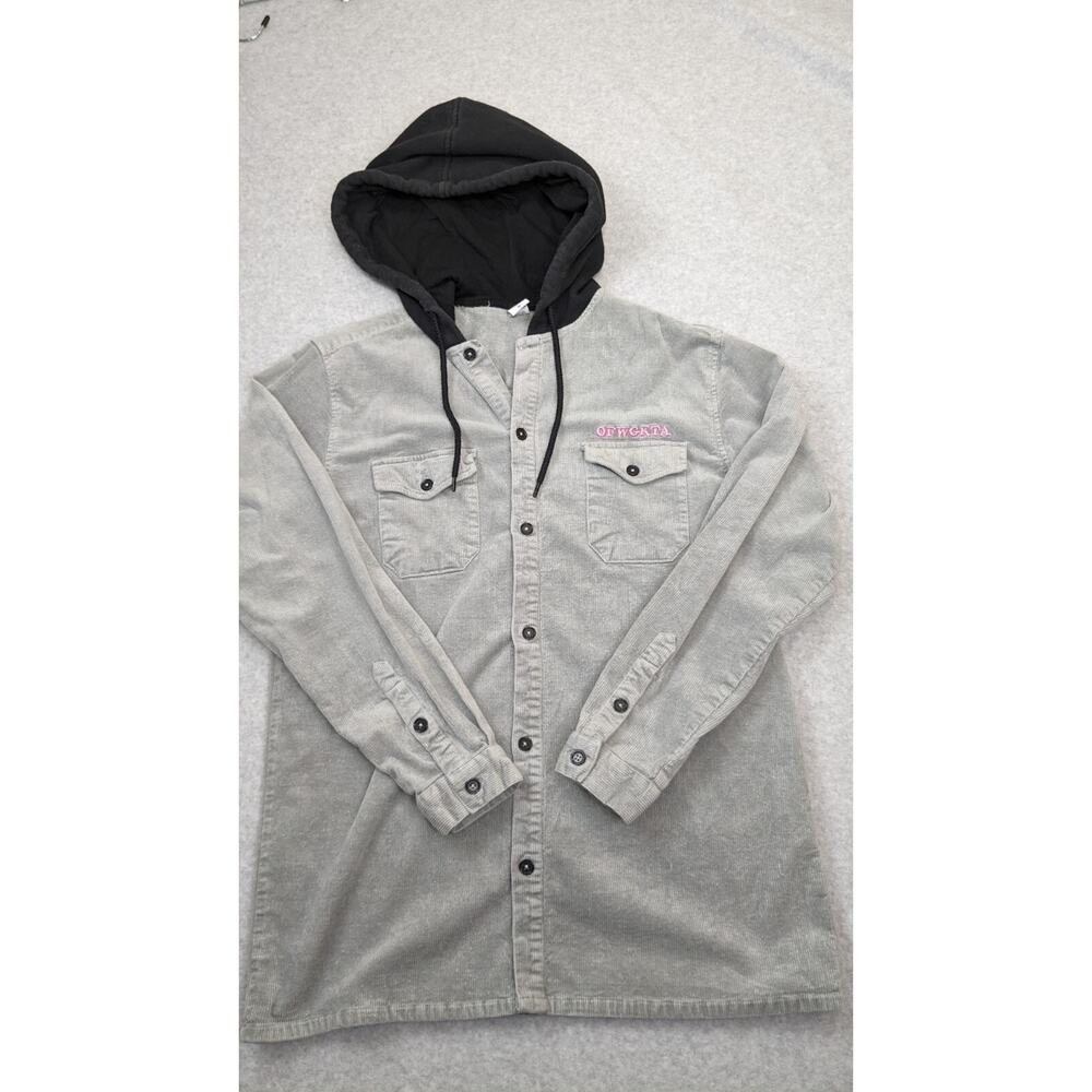 Odd Future OFWGKTA Mens MED Hoodie Jacket Button Up Gray Cotton Corduroy Shirt